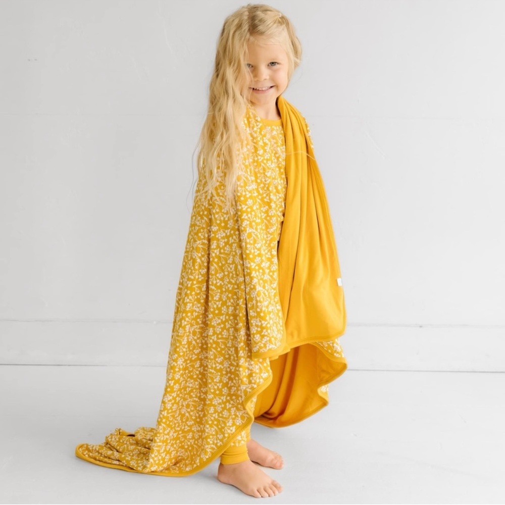 Little Sleepies Yellow Poppies Blanket
